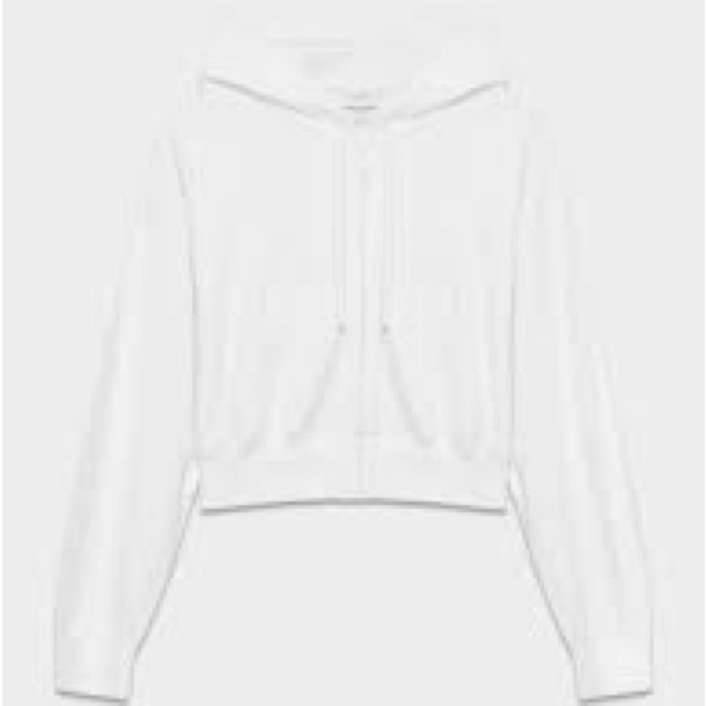 Aritzia airy terry summer weight white boxy zip up hoodie boyfriend fit